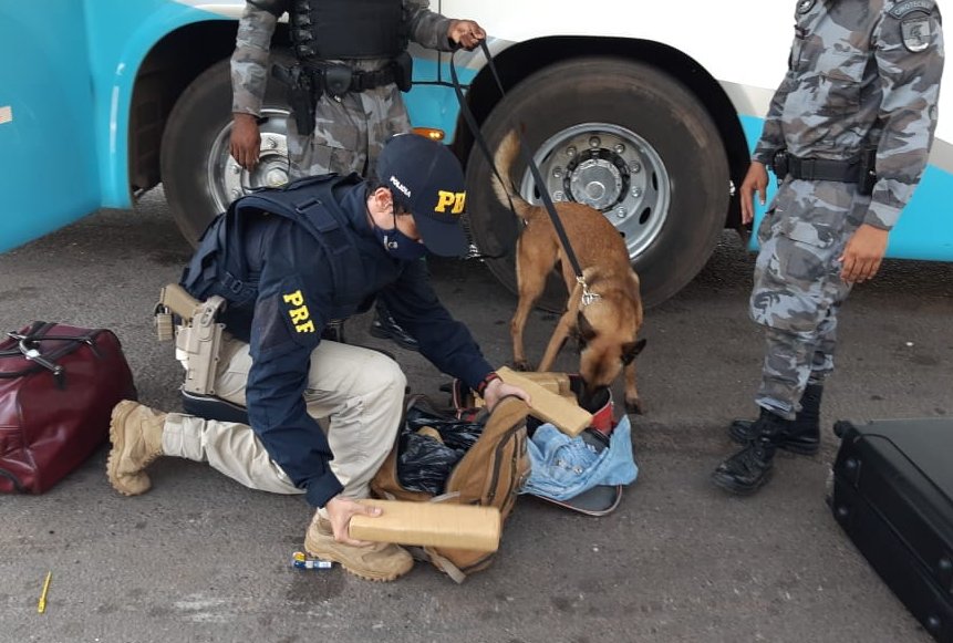 O homem disse que recebeu as malas em Uberaba, e entregaria a droga em Colinas do Tocantins - Foto: Divulgação PRF